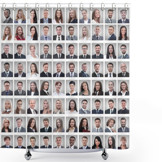 Personality  Portraits Of A Group Of Successful Employees Isolated On White Shower Curtains
