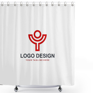 Personality  Letter Y Logo Design Vector. Technology Logo Design. Shower Curtains