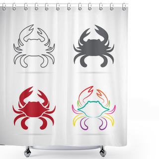Personality  Set Of Vector Crab Icons  Shower Curtains