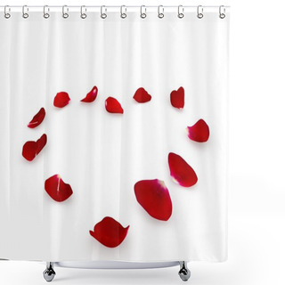 Personality  The Red Petals Of The Red Rose Lying On The Floor In The Shape Of A Heart Shower Curtains