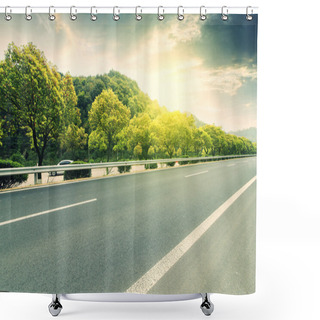 Personality  Forest Highway Road As Background Shower Curtains