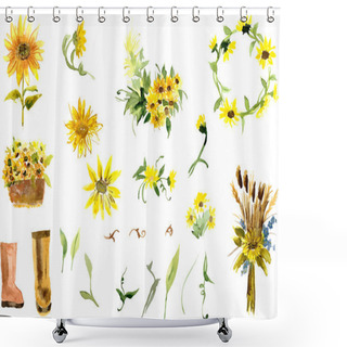 Personality  Composition Of Yellow Sunflower Shower Curtains