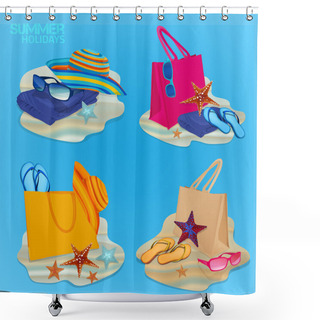 Personality  Beach Set Shower Curtains