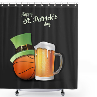 Personality  Happy St. Patricks Day And Basketball Ball Shower Curtains