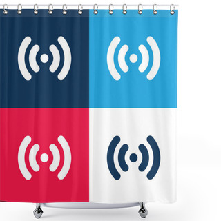 Personality  Antenna Signal Blue And Red Four Color Minimal Icon Set Shower Curtains