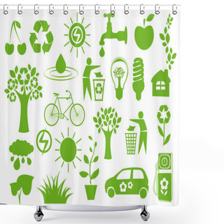 Personality  Set Of Eco Icons Shower Curtains