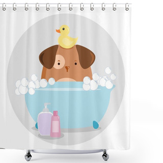 Personality  Dog Having A Bath Shower Curtains