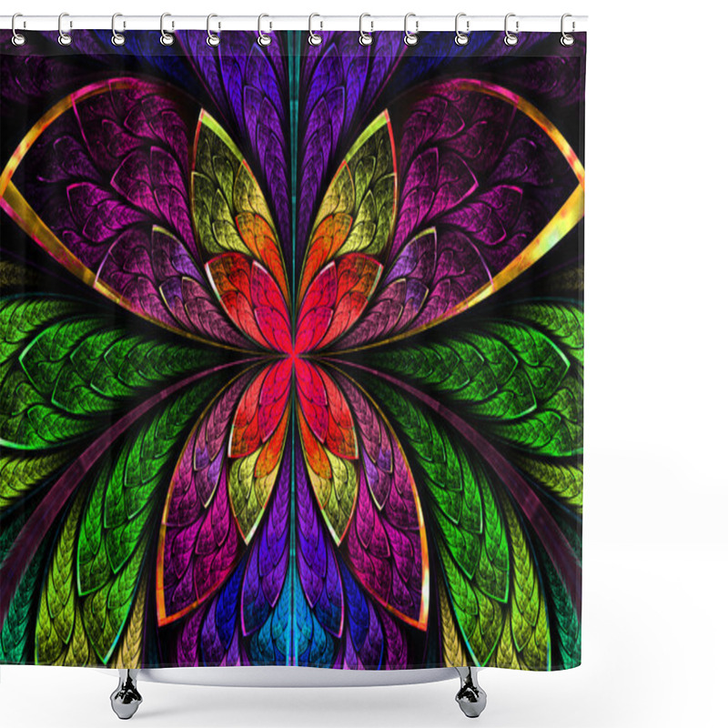 Personality  Multicolored symmetrical fractal pattern as flower or butterfly  shower curtains