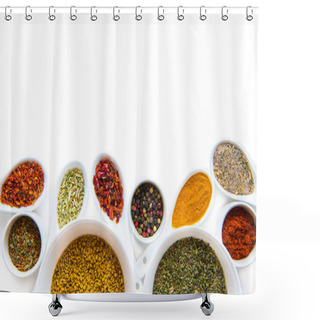 Personality  Spices In Spoons And Bowls  Shower Curtains