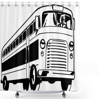 Personality  Retro Bus Shower Curtains