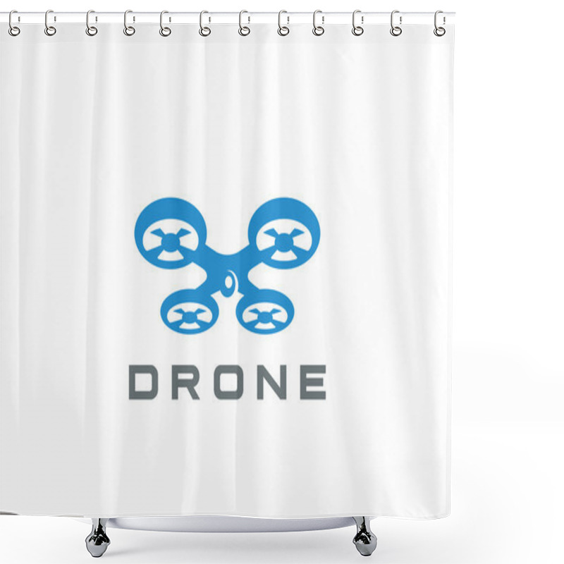 Personality  Flying Drone Logo Shower Curtains