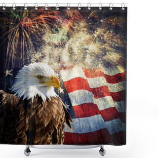 Personality  Bald Eagle & Fireworks Shower Curtains