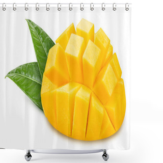 Personality  Mango Half. Fresh Mango Isolated On White Background. Mango With Clipping Path Shower Curtains