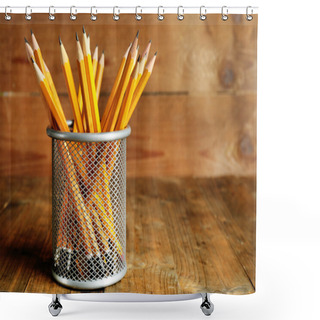 Personality  Pencils In Metal Holder Shower Curtains