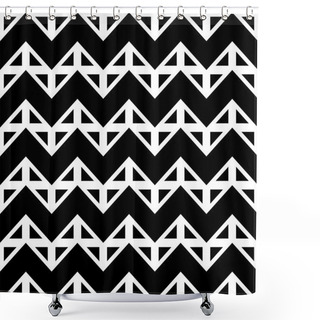Personality  Vector Modern Seamless Geometry Pattern Chevron, Black And White Abstract Geometric Background, Trendy Print, Monochrome Retro Texture, Hipster Fashion Design Shower Curtains