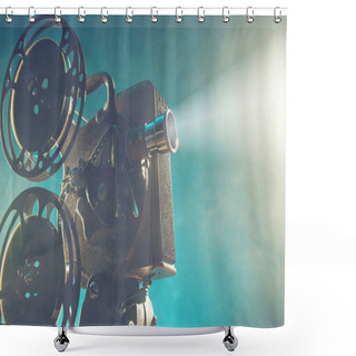 Personality  Old Style Movie Projector, Close-up. Shower Curtains