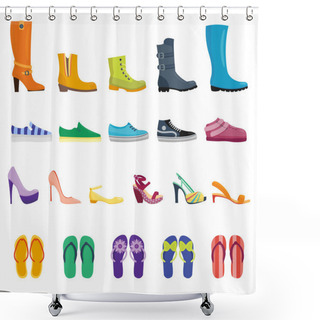 Personality  Different Shoes Isolated Collection Shower Curtains