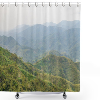 Personality  Beautiful Dampui Hills In Mizoram.The Green Hills Around The Village Of Dampui Near The City Of Aizawl Mizoram In India. Shower Curtains