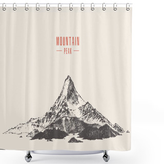 Personality  Vector Mountain Peak Pine Forest Hand Drawn Shower Curtains