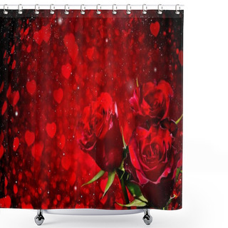 Personality  Valentines Day Background With Roses Shower Curtains