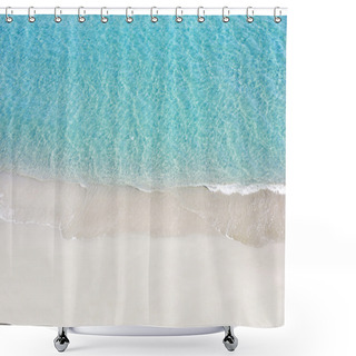 Personality  Beautiful White Sand Beach And Tropical Turquoise Blue Sea. View From Above Shower Curtains
