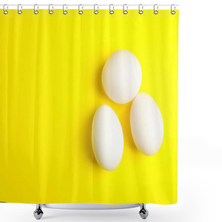 Personality  Chicken Eggs On Color Background, Space For Text Shower Curtains