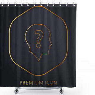 Personality  Bald Head With Question Mark Golden Line Premium Logo Or Icon Shower Curtains