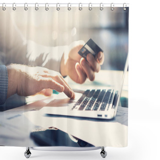 Personality  Businessman Working With Laptop Shower Curtains