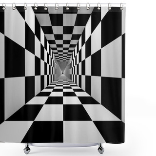 Personality  Checkered Black And White Tunnel Shower Curtains
