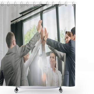 Personality  Businesspeople Giving High Five After Training In Hub Shower Curtains