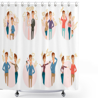 Personality  Marriage Divorce Icons Collection Shower Curtains