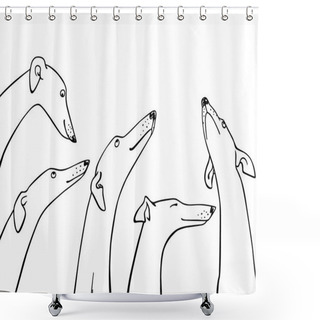 Personality  Hand Drawn Greyhounds Shower Curtains