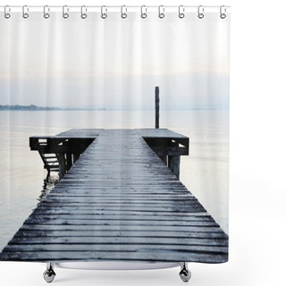 Personality  Wooden Dock On A Beautiful Lake Shower Curtains