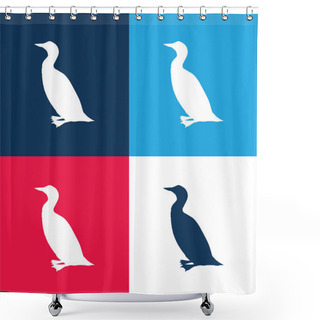 Personality  Bird Loon Shape Blue And Red Four Color Minimal Icon Set Shower Curtains