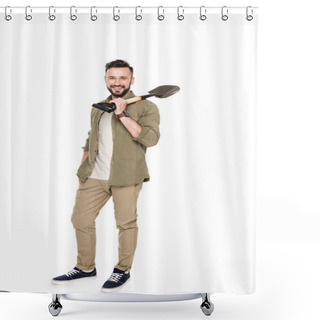 Personality  Man Holding Shovel Shower Curtains
