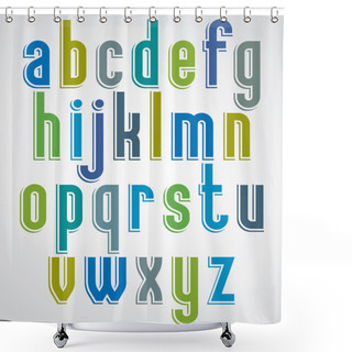 Personality  Colorful Animated Font, Comic Lower Case Letters With White Outl Shower Curtains