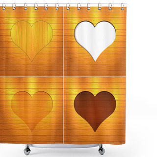 Personality  Heart In Wood. Vector Background. Shower Curtains
