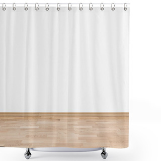 Personality  Empty White Wall With Wooden Floor Shower Curtains