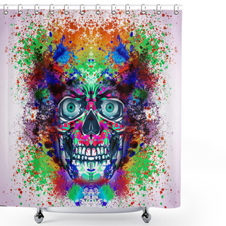 Personality  Abstract Background With Skull On Background Shower Curtains