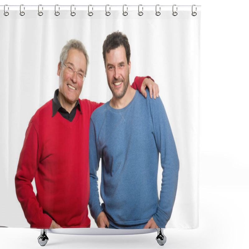 Personality  Senior And Mature Adult, Two Generations Portrait Shower Curtains
