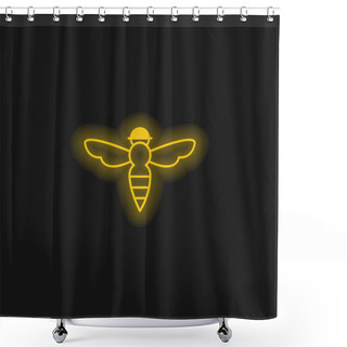 Personality  Bee With Sting Outline Yellow Glowing Neon Icon Shower Curtains