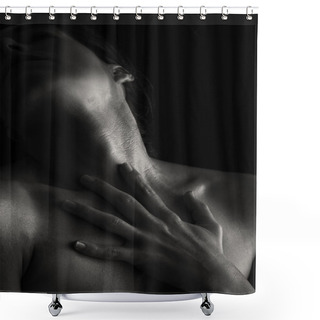 Personality  Body Scape Of Woman Neck And Hand Emotion Artistic Conversion Shower Curtains