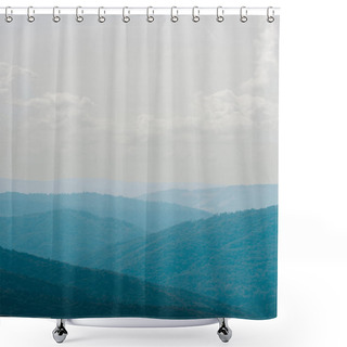 Personality  Tranquil Mountain Valley Against Sky White White Clouds  Shower Curtains