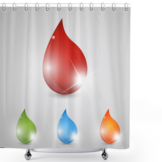 Personality  Colored Set Of Glossy Drops Shower Curtains