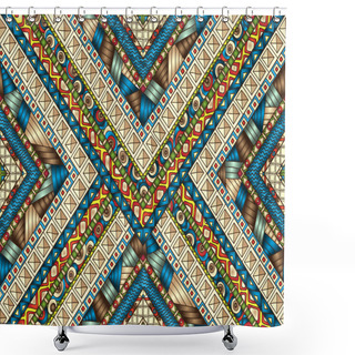 Personality  Tribal Doddle Rhombus Seamless Background. Shower Curtains