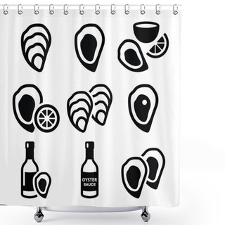 Personality  Oysters Shell, Sauce - Sea Food Icons Set Shower Curtains