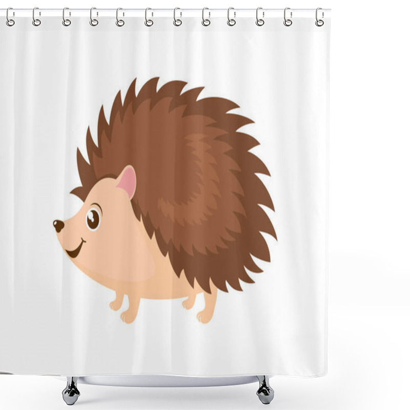 Personality  Cute little hedgehog icon vector. Adorable hedgehog cartoon character. Brown hedgehog icon isolated on a white background shower curtains