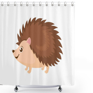Personality  Cute Little Hedgehog Icon Vector. Adorable Hedgehog Cartoon Character. Brown Hedgehog Icon Isolated On A White Background Shower Curtains