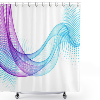 Personality  Abstract Vector Background With Blue And Pink Smooth Color Wave Shower Curtains