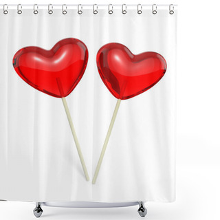 Personality  Two Heart Shaped Lollipops Shower Curtains